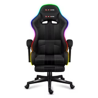 Chaise de jeu en cuir PU au design moderne, avec LED RGB, base pivotante à cinq branches et repose-pieds, pour gamers - Offre Spéciale