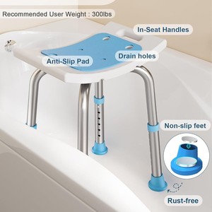 Chaise de douche en alliage d'aluminium, antidérapante, réglable, pour personnes âgées, handicapées, équipement de sécurité pour salle de bain - Product Image 4