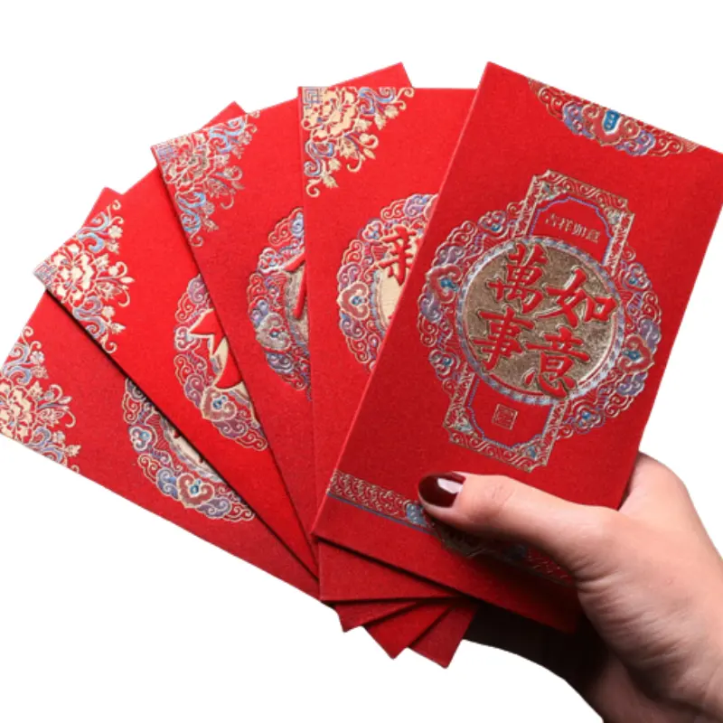Imballaggio della carta del Logo personalizzato busta rossa che fa macchina pacchetto rosso del capodanno cinese 2024