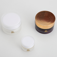 Contenants cosmétiques de luxe 10ml 50ml, pot rond en acrylique blanc nacré violet pour emballage de soins de la peau