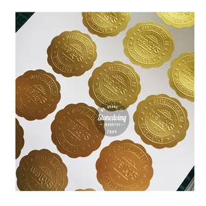 Özel 3D Kabartmalı Logosu Yuvarlak Şekil Parlak Altın/gümüş Folyo Çıkartmalar