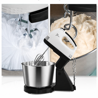 Batteur sur socle électrique 7 vitesses pour la pâtisserie avec bol en acier inoxydable de 2 L, utilisation en cuisine, certifié ROHS, comprend un crochet pétrisseur et un batteur plat