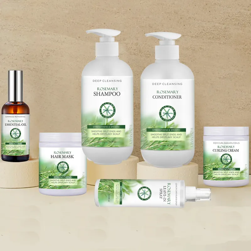 Private Label Bio-Haarpflege Behandlung Shampoo und Conditioner Set Haarwuchs Reparatur Kopfhaut Serum Rosmarin ätherisches Öl