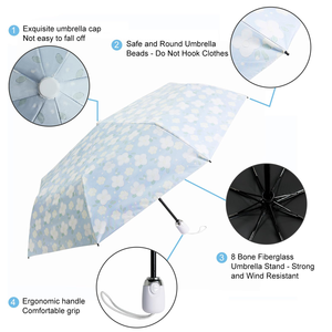 Paraguas con Revestimiento Plateado y Protección UV, Compacto, Apertura y Cierre Automático, Resistente al Viento y a la Lluvia, Portátil, para Viajes, para Mujeres y Hombres, Uso en Exteriores - Product Image 4