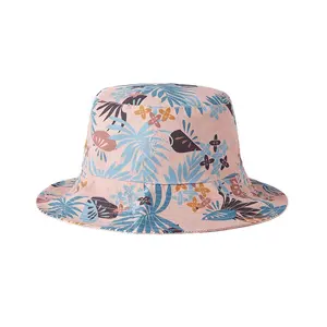 WD-A906 Custom Luxury Logo Reversible Solid Color Vintage Made Floral Print Cotton Bucket Hat Cheap Wholesale