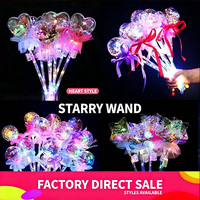 Baguette Magique Lumineuse en Plastique Ciel Étoilé à Piles, Bâton Lumineux Clignotant Bobo Ball, Mini Cadeau Activités Adultes Forme Cœur