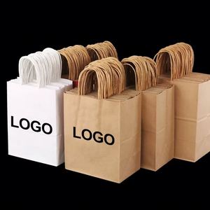 Vente d'usine - Sac en papier kraft brun et blanc écologique, couleur personnalisée, sac de transport pour restaurant, restauration rapide, café - Product Image 2