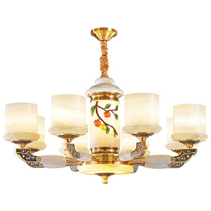 Chinese Style All Copper Jade Chandelier Multi Head <b>Led</b> <b>Light</b> For Living Room Villa Hall Ceiling Lamp - Product Image 2