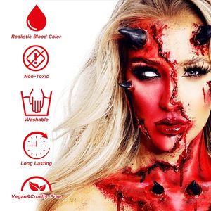 No tóxico hipoalergénico Halloween <span class=keywords><strong>Zombie</strong></span> maquillaje Kit Horror cara pintura conjunto falso sangre crayones esponja maquillaje para Cosplay Joker - Product Image 6