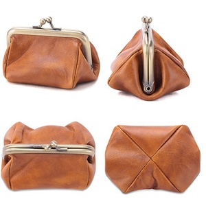 Bolso de Mano Tipo Clutch de Cuero Genuino Vintage de Alta Calidad para Mujer, Cierre de Broche, Monedero Retro para Monedas - Product Image 4