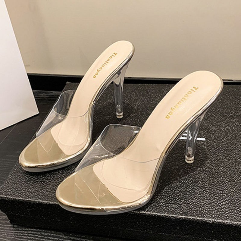 Trendy Transparent Heel Mules For Women Oem Available