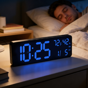 Reloj de Pared LED Digital de 14 Pulgadas con Control Remoto, Fabricante de Relojes de Pared LED RGB con Cambio de Color, Alarma, Calendario, Hora Automática, Temperatura y Humedad - Product Image 4