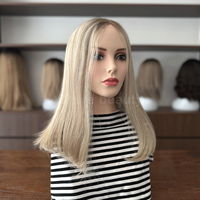 Perruque médicale juive Sheitel en cheveux humains vierges européens blonds de qualité supérieure, avec dessus en soie, lisse, casher, pour femmes, vente en gros
