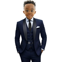Ensemble 3 pièces de smoking pour garçons : veste en satin à revers châle, gilet et pantalon – Costume formel pour mariage, fête ou bal de promo pour enfants – Vente en gros OEM