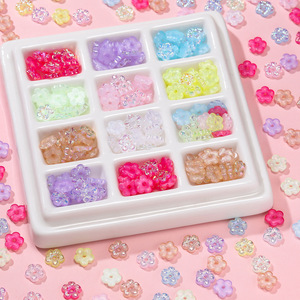 Acrylic <b>Flower</b> Beads 5 Petal UV Coated For <b>Bracelet</b> Making Jewelry Accessory - Product Image 3
