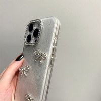 Creative Glitter Bling 3D Bow Strass Téléphone étui pour iphone 17 16 15 14 13 12 Pro Mignon Diamant Antichoc Couverture de Téléphone Portable