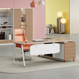 Escritorio ejecutivo de lujo moderno Boss Secretary en forma de L para ordenador, mesa de oficina y silla, juego de muebles con almacenamiento para el hogar - Product Image 6