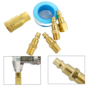 Kit de raccords et de bouchons universels pour air comprimé 1/4" NPT, comprenant 4 connecteurs mâles et 1 connecteur femelle et ruban d'étanchéité, pour les connexions de tuyaux d'air - Product Image 4