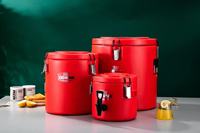 Liyunda Commercial Seau Isolé Rouge Grande Capacité 3 PCS Set 10-30-50L Rond En Plastique Glacière Ensemble avec SUS 304 Réservoir Intérieur