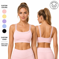 Soutien-gorge de sport à pois pour femmes, coussinets amovibles, bretelles doubles réglables. Vêtements de yoga et de sport respirants et extensibles. Couleurs/Logo personnalisés