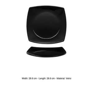 Assiette carrée en verre noir Bormioli Rocco Eclissi 26,6 x 26,6 cm, fournitures de restaurant, vaisselle de traiteur, vente en gros - Product Image 3