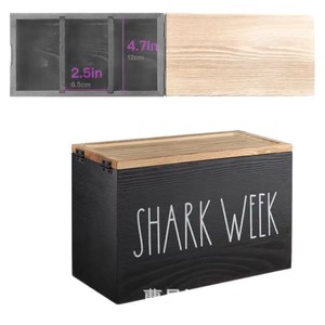Caja de almacenamiento de tampones de madera maciza con tapa y compartimentos, organizador de escritorio para productos de higiene femenina, forma rectangular, Natural - Product Image 5