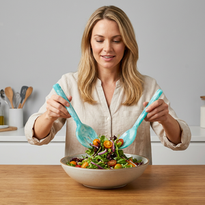 Aqua Swirl Resin <b>Salad</b> Servers Set Dishwasher Safe Eco-Friendly <b>Salad</b> <b>Tools</b> - Product Image 1