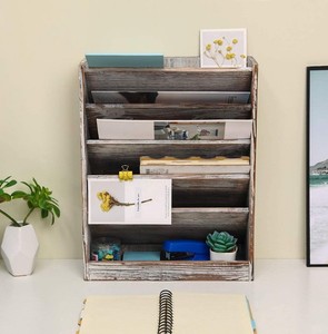 Promotion exceptionnelle : Porte-revues <span class=keywords><strong>mural</strong></span> multifonctionnel à 5 niveaux en bois rustique torréfié, écologique et non pliable, pour le <span class=keywords><strong>rangement</strong></span> de documents - Product Image 3
