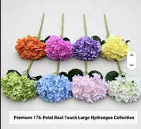 Hydrangeas artificiels rouges au toucher réel, 176 pétales, pour mariage, Halloween, fêtes à domicile, événements, décorations du Nouvel An