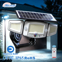 Lámpara Solar Magnética Solarup de 3 Cabezas con Sensor para Jardín, Lámparas de Pared para Exteriores con Control Remoto, Lámpara Solar Impermeable para Puerta, Carga USB