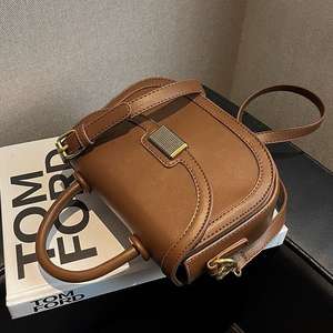 New Rivet Fashion Women's Handbag Solid Color Pattern Women's Saddle <b>Bag</b> - Product Image 3