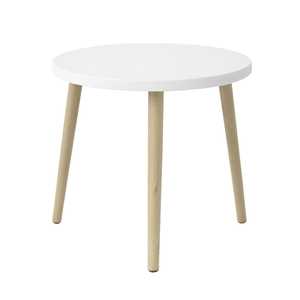 Mesa de Centro Redonda Blanca de 38x38x39 cm con 3 Patas de Madera Natural, Diseño Moderno, Mesa Baja - Product Image 1