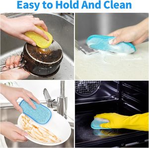 Éponge de cuisine en microfibre anti-rayures personnalisée, tampons à récurer absorbants double face pour la vaisselle, vente en gros OEM - Product Image 3
