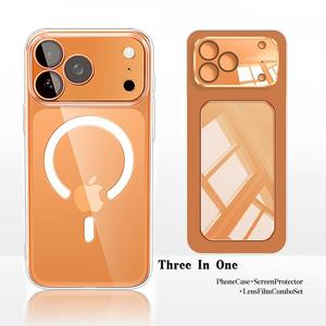 <span class=keywords><strong>Coque</strong></span> de téléphone transparente + protecteur d'écran + cache-objectif, ensemble trois-en-un, compatible avec <span class=keywords><strong>iPhone</strong></span> 17 Pro Max/16/15/14/13/<span class=keywords><strong>12</strong></span>/11 - Product Image 1