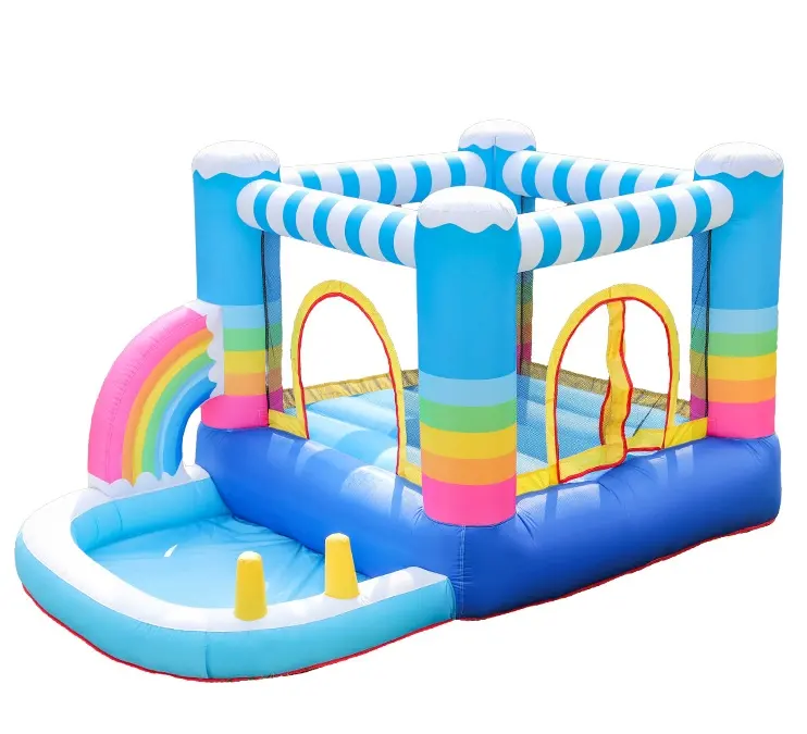 inflatable jumping bouncy castle rainbow bounce house water slide with pool