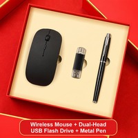 Ensemble cadeau d'entreprise personnalisé Clavier sans fil Souris Clé USB Haut-parleur Bluetooth Bouteille isotherme Parapluie Carnet Cadeau d'affaires