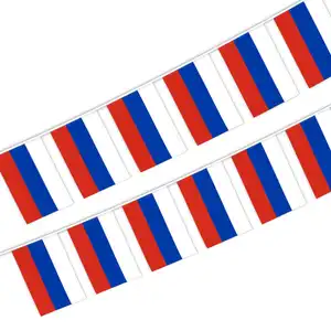 Alta Qualidade Barato Mini Durável Poliéster String Rússia Bunting Flag Banner Personalizado Pendurado Nacional País Bunting Pennant Flag