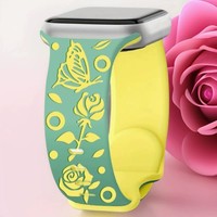Bracelet de montre en silicone bicolore gravé au laser personnalisé, bracelet de montre à double couche pour Apple Watch Ultra 2 10 9 8 7 6 5 4