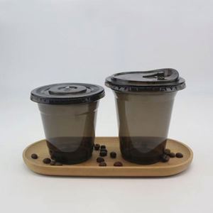 Wholesale Disposable Pet Clear Thick <b>Plastic</b> Coffee <b>Cups</b> with Dome Lids Pet Cold Fruit Juice Ice Cream <b>Cup</b> - Product Image 1