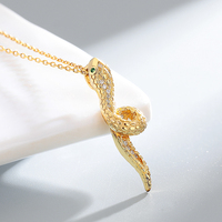 HLL Collier unisexe unique et minimaliste pendentif serpent Trendy en argent sterling 925 avec zircon plaqué or et chaîne à maillons fins certifiée