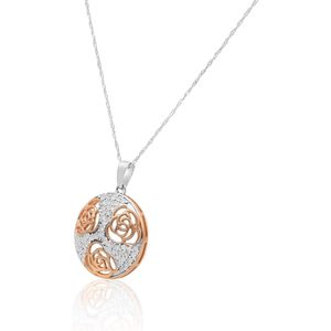Collar con colgante de flor de diamante Ornaatis, 0,55 quilates, corte redondo, oro de dos tonos sobre plata 925 para mujer - Product Image 3