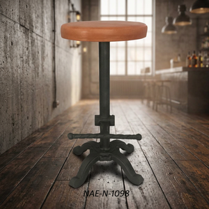 <b>Adjustable</b> Modern Industrial Antique Commercial Hotel Farmhouse Villa <b>Bar</b> <b>Stool</b> Metal Frame Leather Footrest Swivel Short Back - Product Image 2