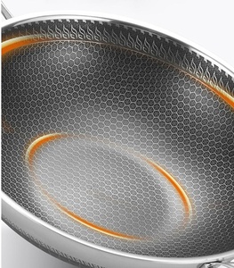 <span class=keywords><strong>Wok</strong></span> Grande de Acero Inoxidable 304 de Triple Capa con Revestimiento Antiadherente y Tapa, <span class=keywords><strong>Wok</strong></span> de Acero Inoxidable 304 de Alta Calidad, Sartén de Acero Inoxidable - Product Image 5