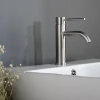 Robinet de lavabo en laiton brossé or rose, style européen, à poser sur le comptoir, monotrou et monocommande, mitigeur eau chaude et froide