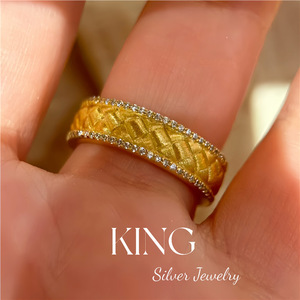 Bague Fleur en Argent Sterling S925 Plaqué Or avec Sertissage Pavé pour Femme, Bijou Fin de Mariage - Product Image 3