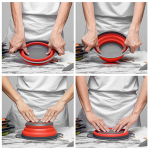 Panier égouttoir pliable télescopique en PP+TPR pour évier de cuisine, avec filtre, facile à nettoyer, lavage à la main uniquement - Product Image 3