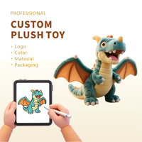 Peluche personnalisée Dinosaure mignon avec ailes MOQ 1000 11-30cm Personnage de dessin animé Fait main Remplissage en coton PP Peluche Kpop
