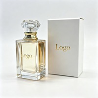 Flacon de parfum en verre transparent carré de luxe pour femmes, personnalisé avec votre marque, 30 ml, 50 ml, 100 ml, avec boîte