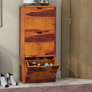 Slim wooden <b>shoe</b> cabinet with flip-top design, suitable for home use, entryway, living room, and balcony <b>storage</b>. - Product Image 1