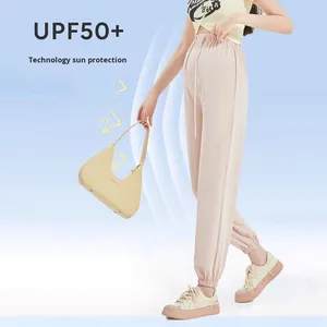Summer Thin Ice-Sense Sun Protection Maternity Pants Casual Leggings Drawstring Design No Support Belly Loose Fashionable Wear - Product Image 3